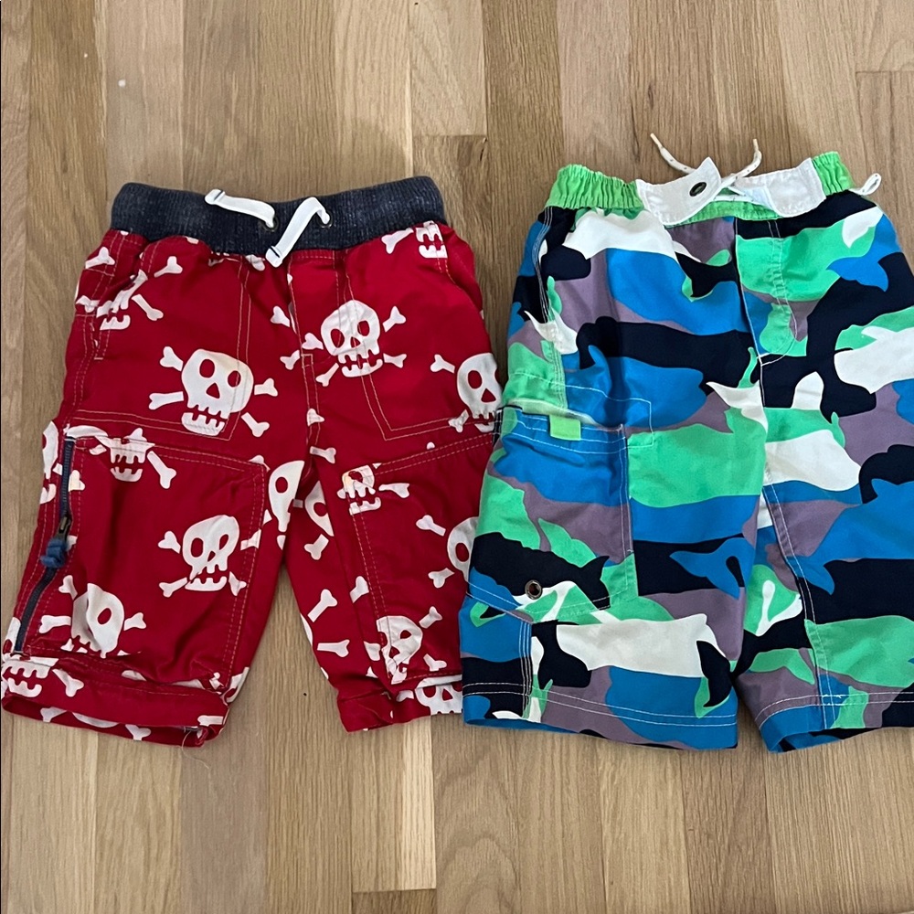 Boden Red Skull Print and Camo Kids Shorts Set